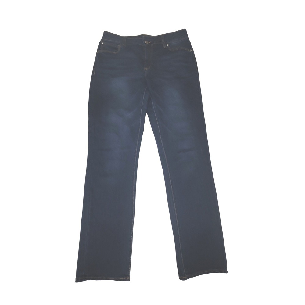 Tahari Blue‎ Jeans Womens Size 8/29 Dark Wash Straight Leg Raw Hem Denim